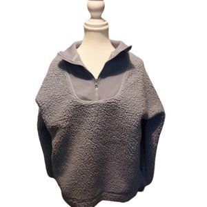 AERIE light blue oversized fleece 1/4 zip pullover.